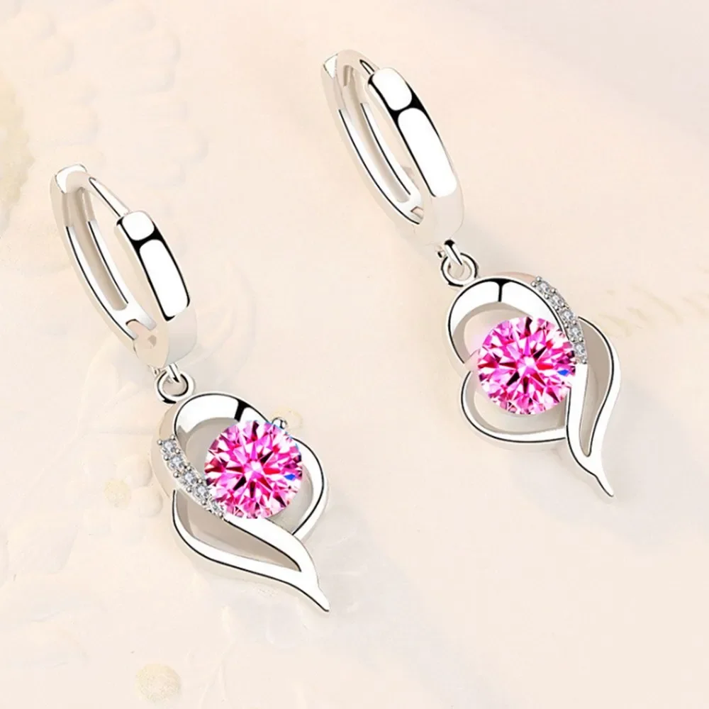 Chất Liệu Bạc 925 Thời Trang Cho Nữ Trang Sức Cao Cấp Màu Xanh Hồng Trắng Tím Pha Lê Zircon Bán Chạy Từ Bông Tai