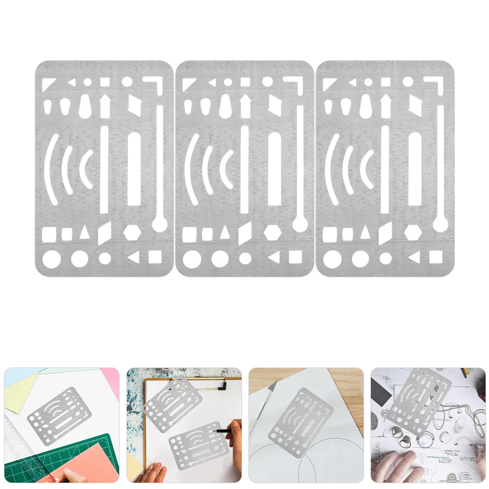 3 Pcs Stainless Steel Wipe Pictures Erasing Tool Shield Drawing Template Craft Metal Eraser Draft Engineering Tools Drafting
