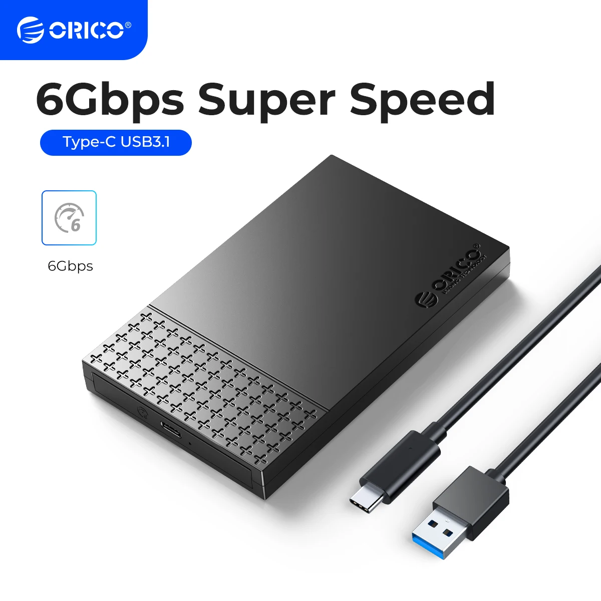 ORICO Typ-C externes Festplattengehäuse SATA auf USB3.1 HDD-Gehäuse für 2,5-Zoll-HDD SSD 6 Gbit/s Geschwindigkeitsunterstützung UASP