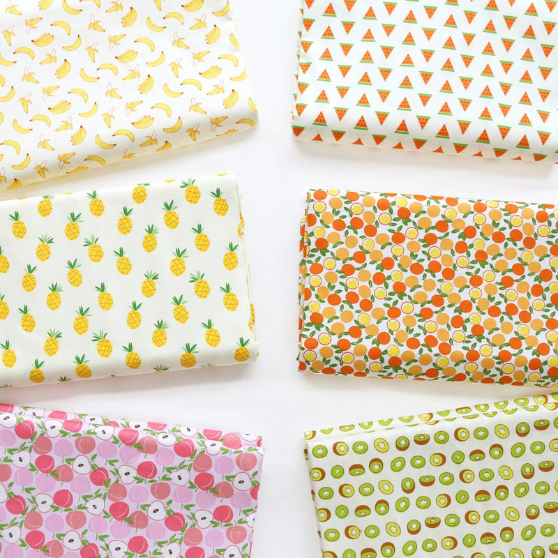 100 % Baumwolle viaPhil Fresh Fruit Series Banane Ananas Pfirsich Wassermelone Kirsche Kiwi Stoff Patchwork Stoff Home Decor