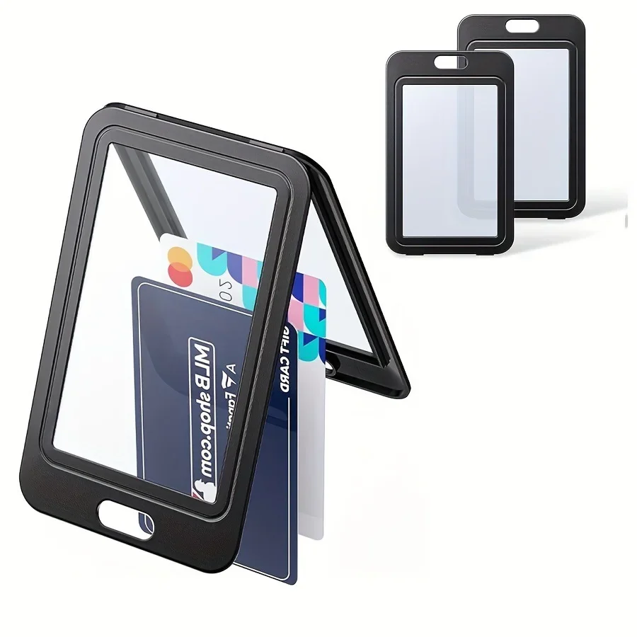 1 Uds. Portatarjetas de plástico para empleados, tarjetero retráctil transparente de doble cara, soporte para insignia para personal de oficina