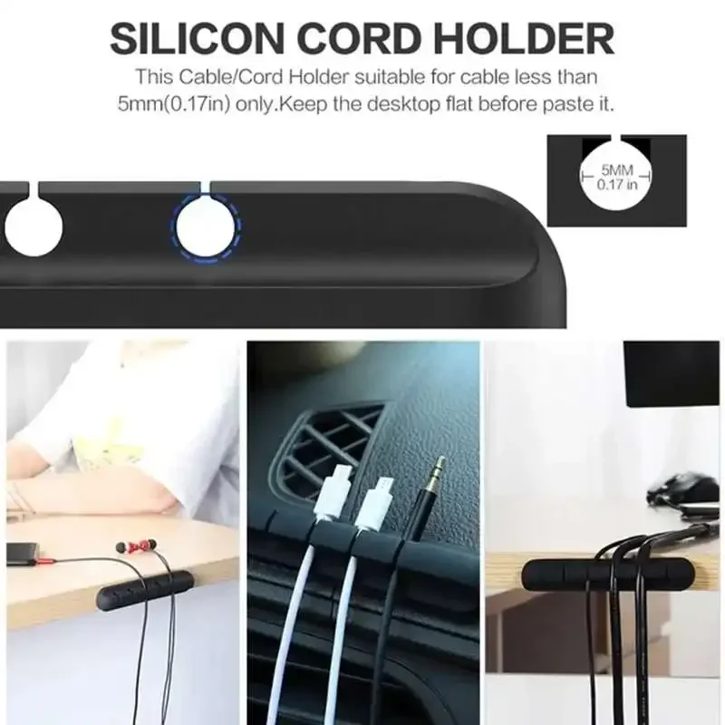 Organizador de cables USB de silicona, enrollador de cables, Clips de gestión ordenados de escritorio, soporte de cables para ratón, organizador de cables para auriculares
