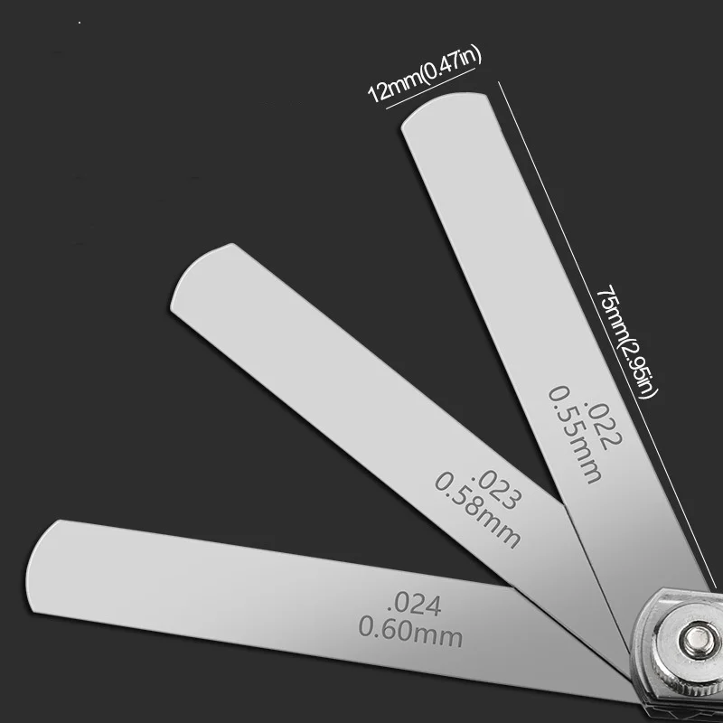 Metryczny grubościomierz zestaw 32 ostrzy popychacz z mosiężnym narzędziem do pomiaru szczeliny zakres 0.04mm 0.88mm zawór pomiar motocykla