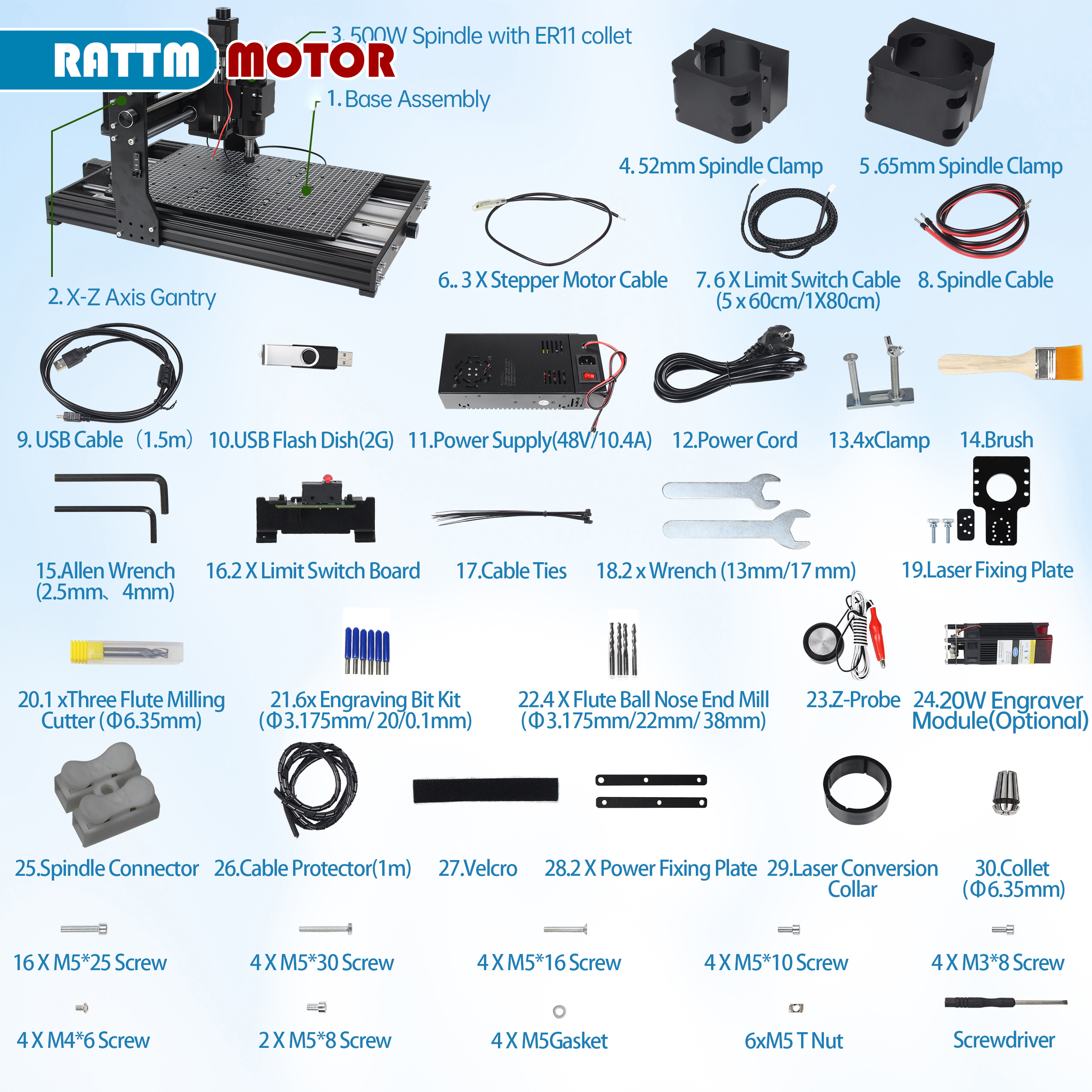Aktualisierte 500 W CNC 4030 Pro 2-in-1 3-Achsen-GRBL-Lasergravurmaschine für Holz und Metall, 10 W, 20 W, 40 W Lasermodul, E-Stopp, begrenzter Schalter