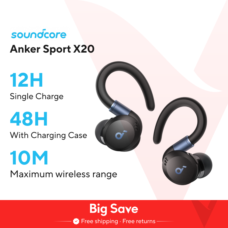 Soundcore Anker Sport X20 Wireless Workout headphones Rotatable Ear Hooks Noise Cancelling Deep Bass IP6