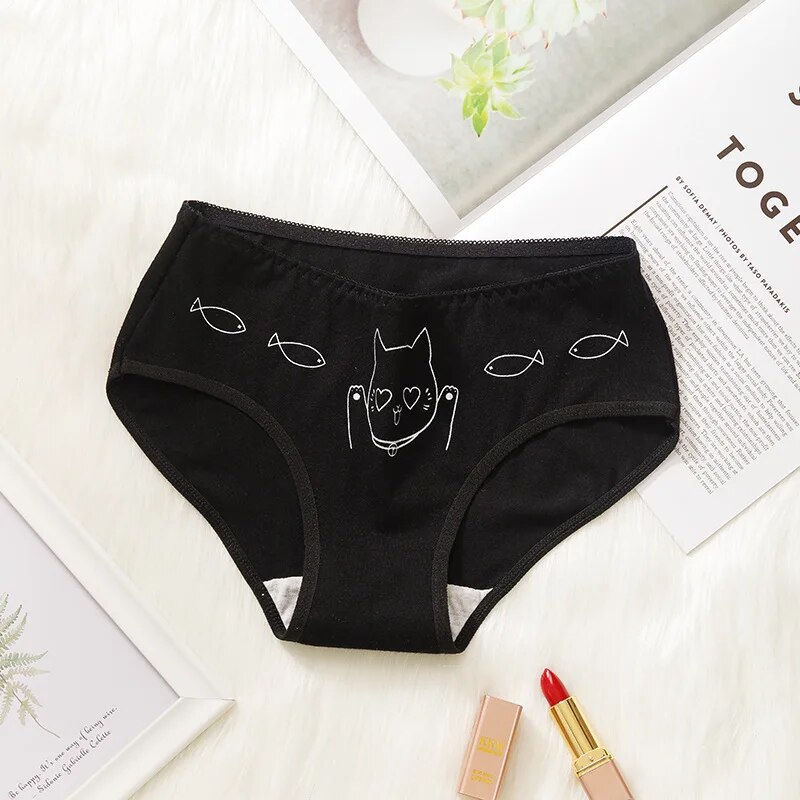 Algodão dos desenhos animados calcinha bonito para as mulheres, underwear curto das meninas, cuecas macias femininas, lingerie sexy, M-XL, senhoras, 5pcs por conjunto