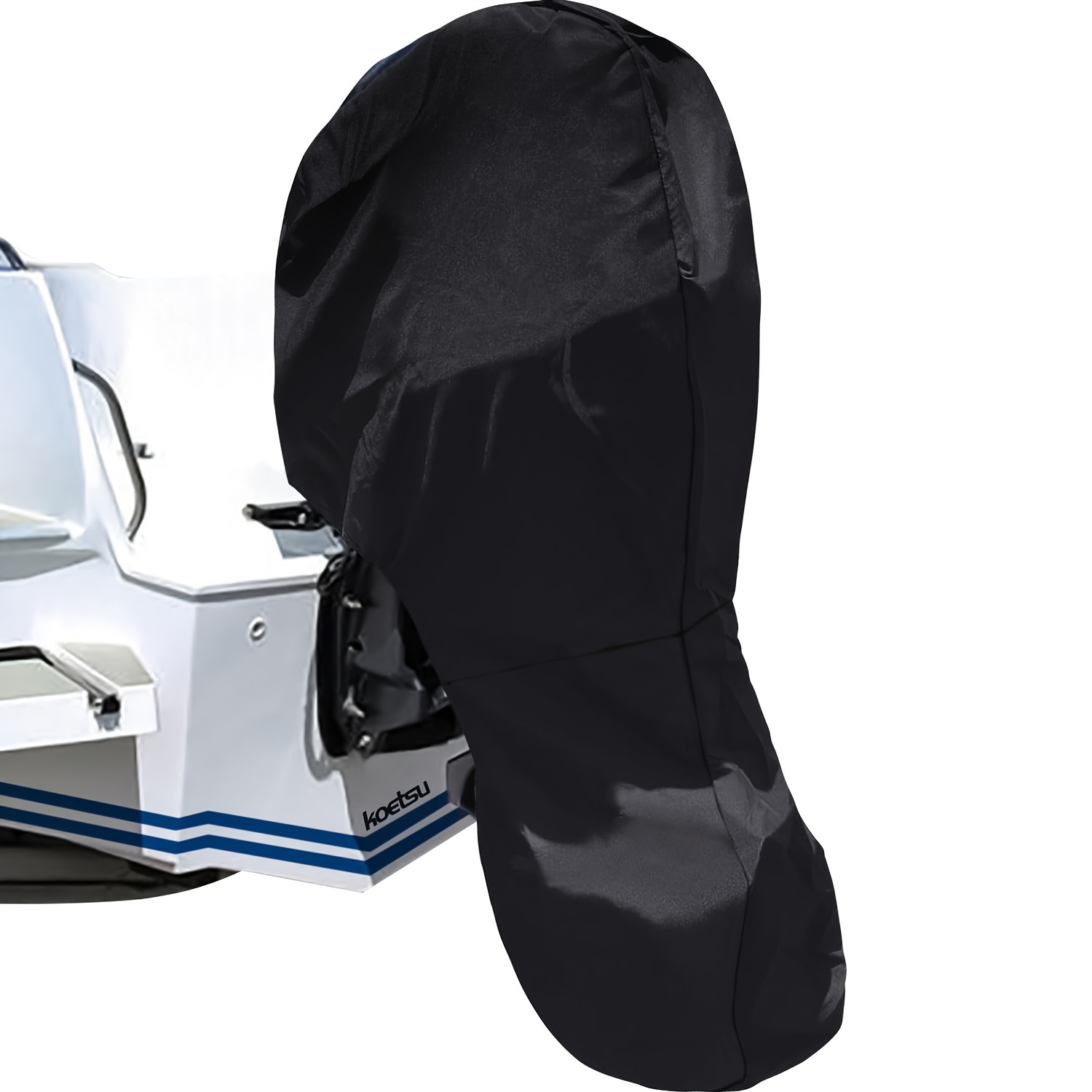 KOETSU verdickte Außenbordhaube 420D Oxford-Stoffmaterial schwarze Motorhaube passend für Yachtmotoren und Schiffsmotoren