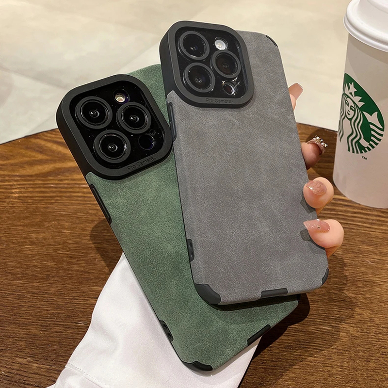 Funda de teléfono de silicona de cuero mate para iPhone 15, 16, 12, 11, 14 Pro Max, 13 Mini, X, XR, XS, 78 Plus, SE, protección de lente, cubierta completa de parachoques