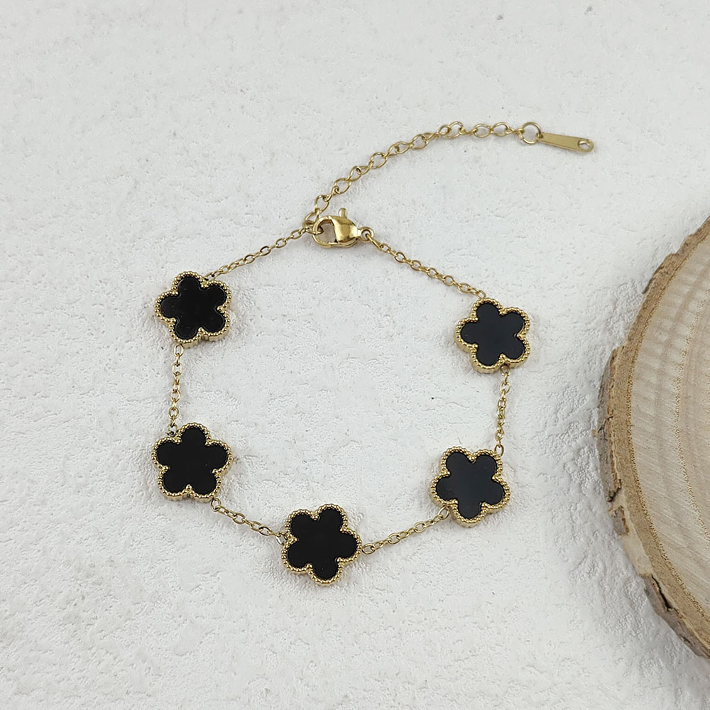 Pulseira banhada a ouro em aço inoxidável flor de ameixa, barata, sem diamantes, não ouro real, não é uma demanda demais