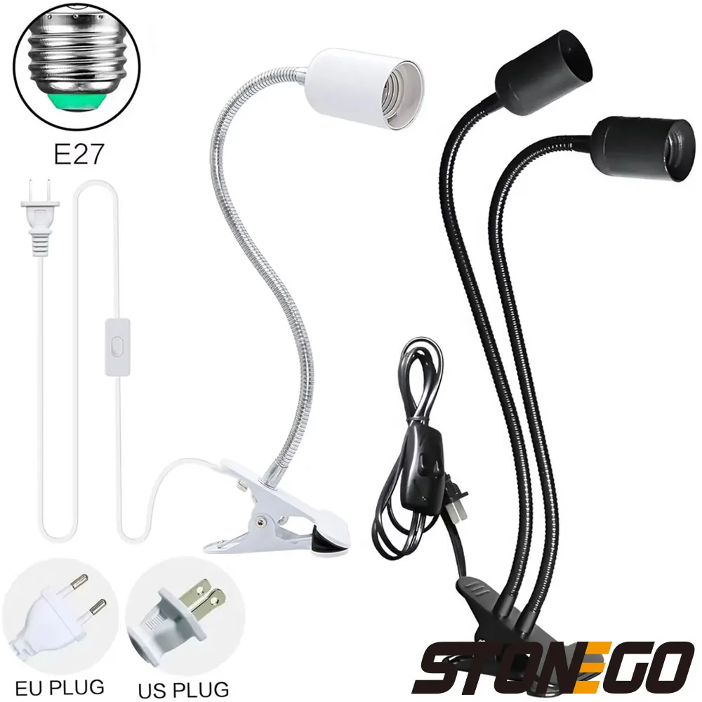 STONEGO E27 Clip de enchufe de luz LED de doble cabezal adecuado 360 °   Creativo giratorio y ajustable para varias escenas de iluminación.