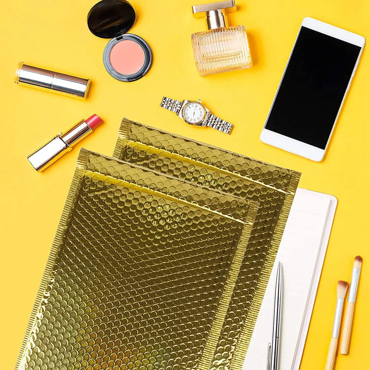 ซองจดหมายฟองสีทองแพ็ค50ชิ้นซองจดหมายแบบมีตัวซีลด้วยตนเองสีชมพูฟองโพลีบับเบิ้ลแพ็คเลเซอร์สำหรับใส่หนังสือ