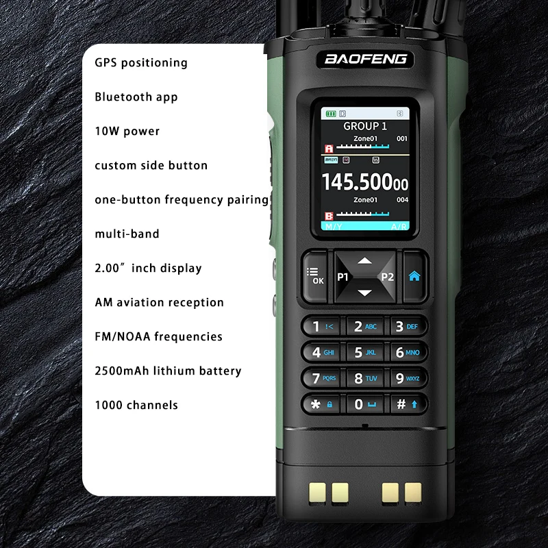 Nuevo BAOFENG UV-32 Walkie Talkie GPS 10W Bluetooth aplicación programación multibanda copia inalámbrica frecuencia tipo C UV32 Ham Radio bidireccional