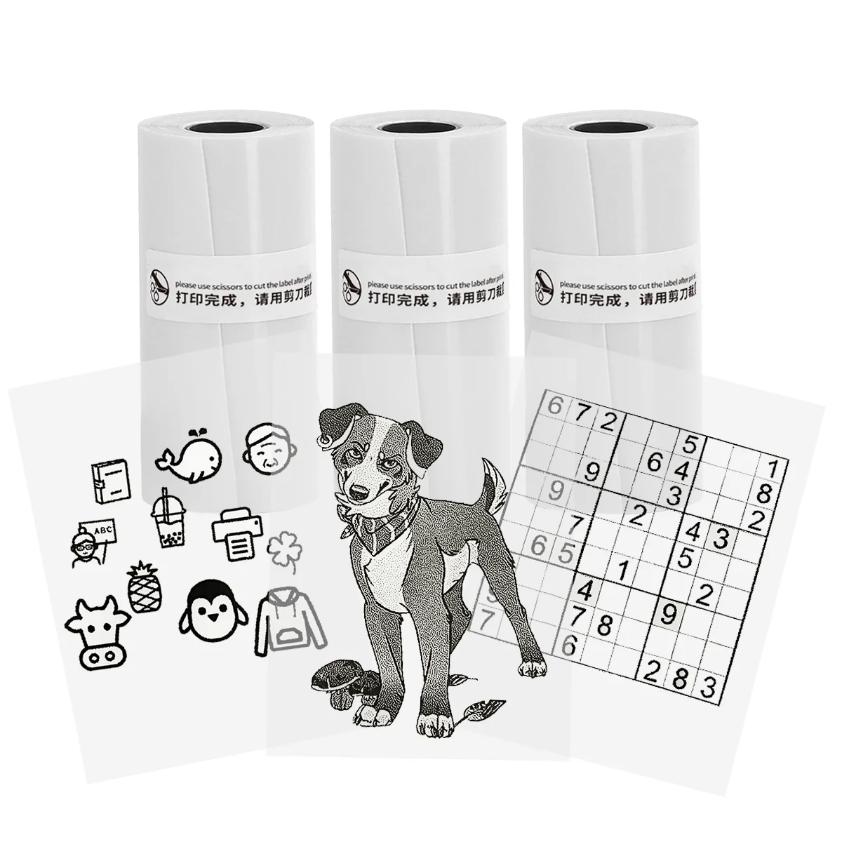 57mmx25mm 3 rolls Transparent self-adhesive/White Thermal paper Self-adhesive/white ordinary thermal printer paper for pocket ca