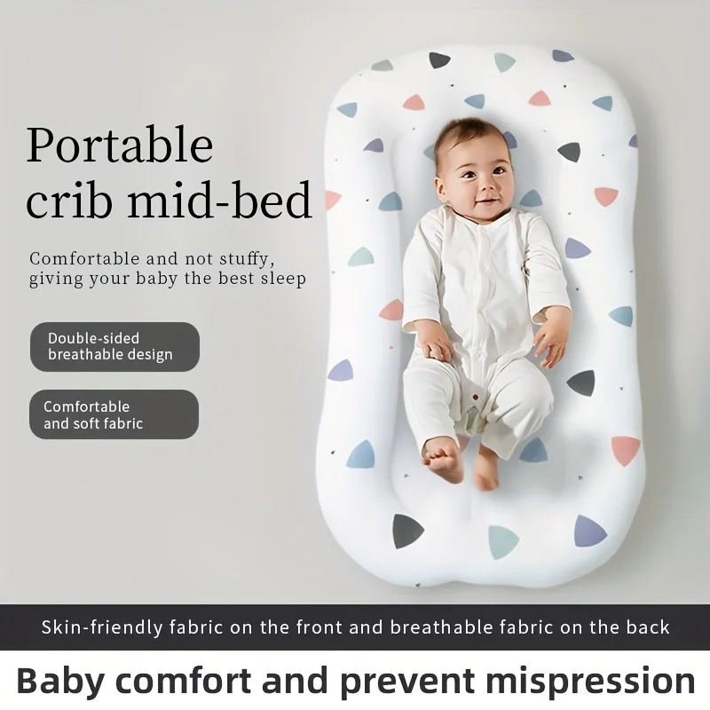 1 PC Portable Baby Nest Bed for Newborn Anti-Startle Movable Soothing Anti-Pressure Sleeping Bed Machine Washable Comfort