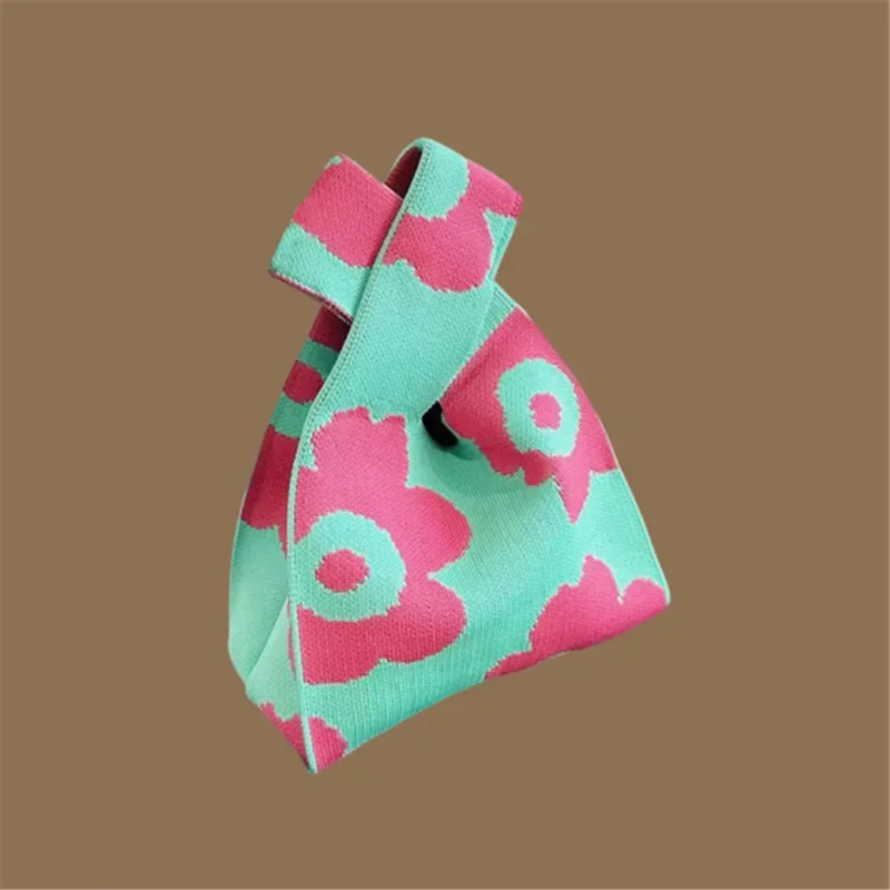 Vrouwen handgemaakte gebreide kleine handtas Casual polstas Veelzijdige shopper Mini draagtas Student herbruikbare schoudertas Dagelijks gebruik