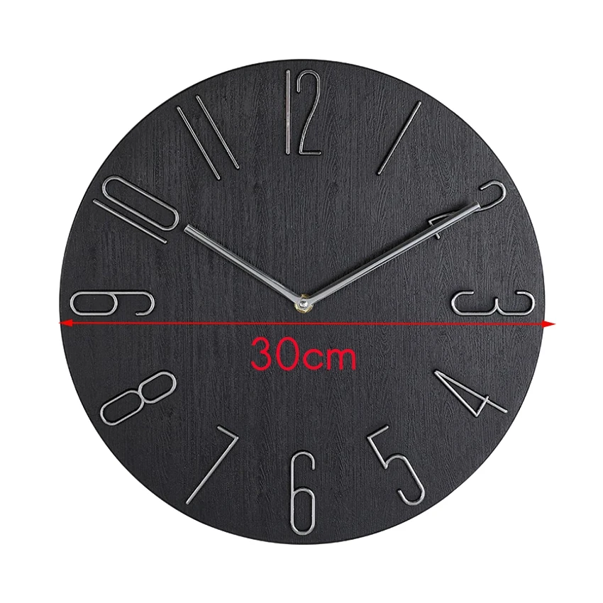 BABQ Simple Wall Clock 12 นิ้วห้องนั่งเล่นนาฬิกาแขวนบ้านนาฬิกานาฬิกาแฟชั่นนาฬิกาแขวนห้องนอน-สีดํา