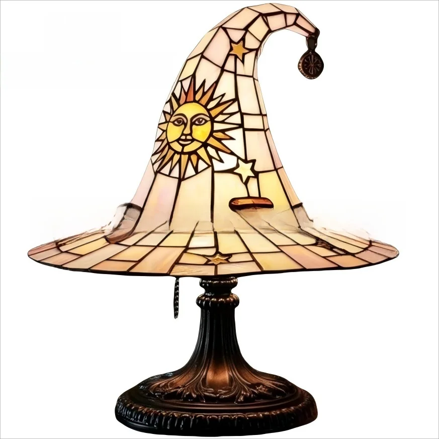 Luminária de Chapéu de Bruxa em Vidro Colorido com Luzes LED, Acório de Moda para a Temporada de Inverno