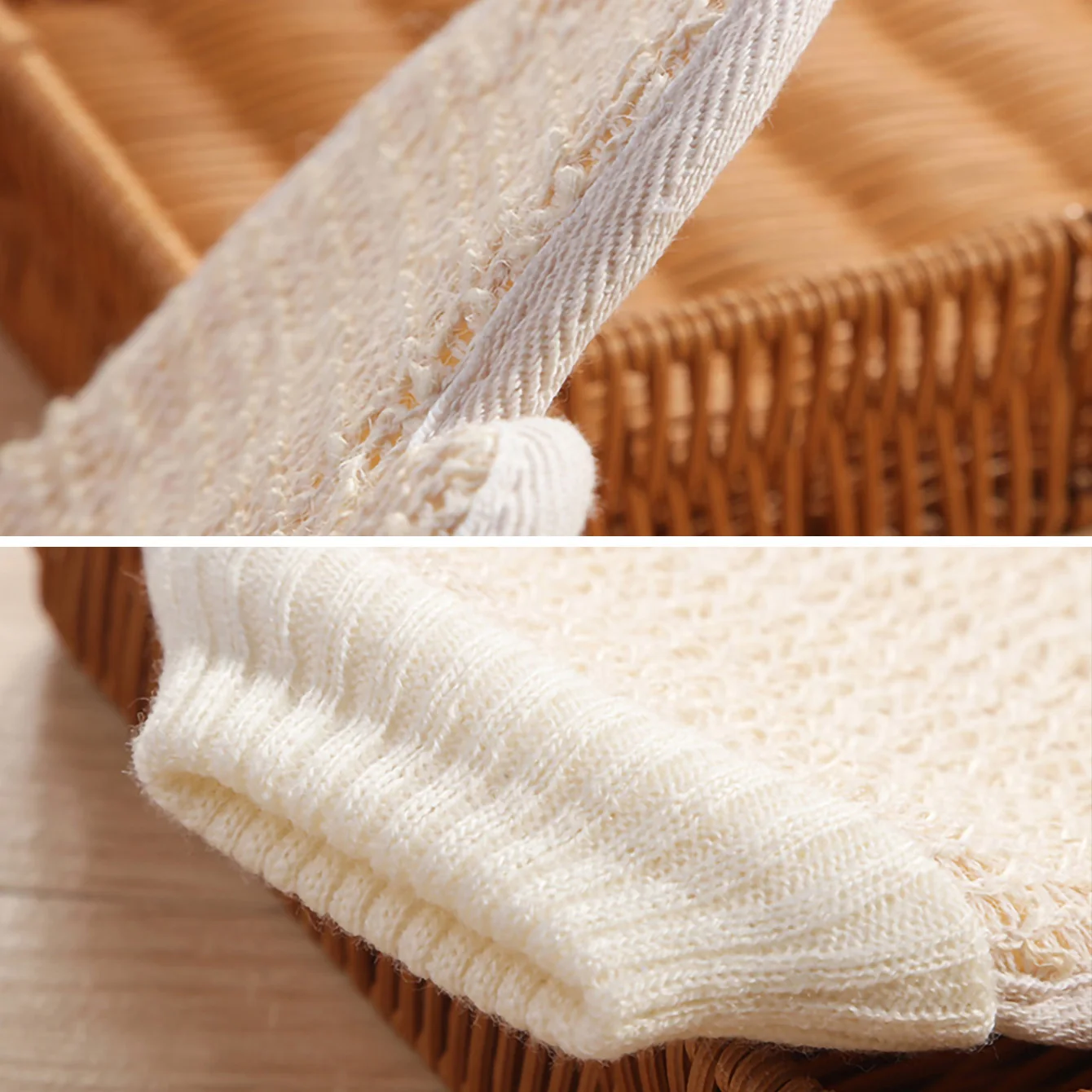 2-in-1 bodyscrub douchehandschoen, 1-delig natuurlijk katoenlinnen zachte exfoliërende scrubber met mesh-textuur voor thuisspa