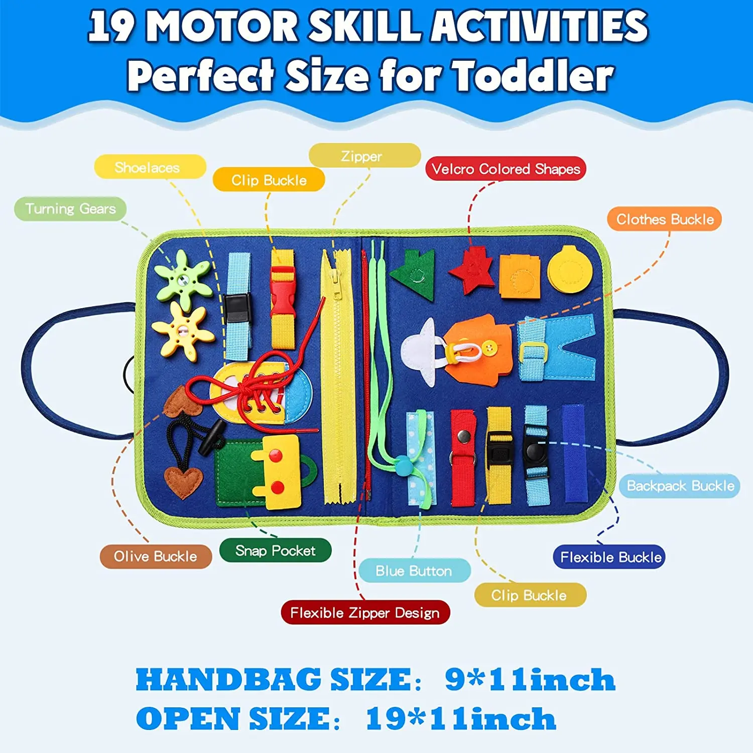 Giocattoli Montessori Scheda occupata Scheda di sviluppo di attività sensoriale per abilità motorie, Scheda di apprendimento per i più piccoli