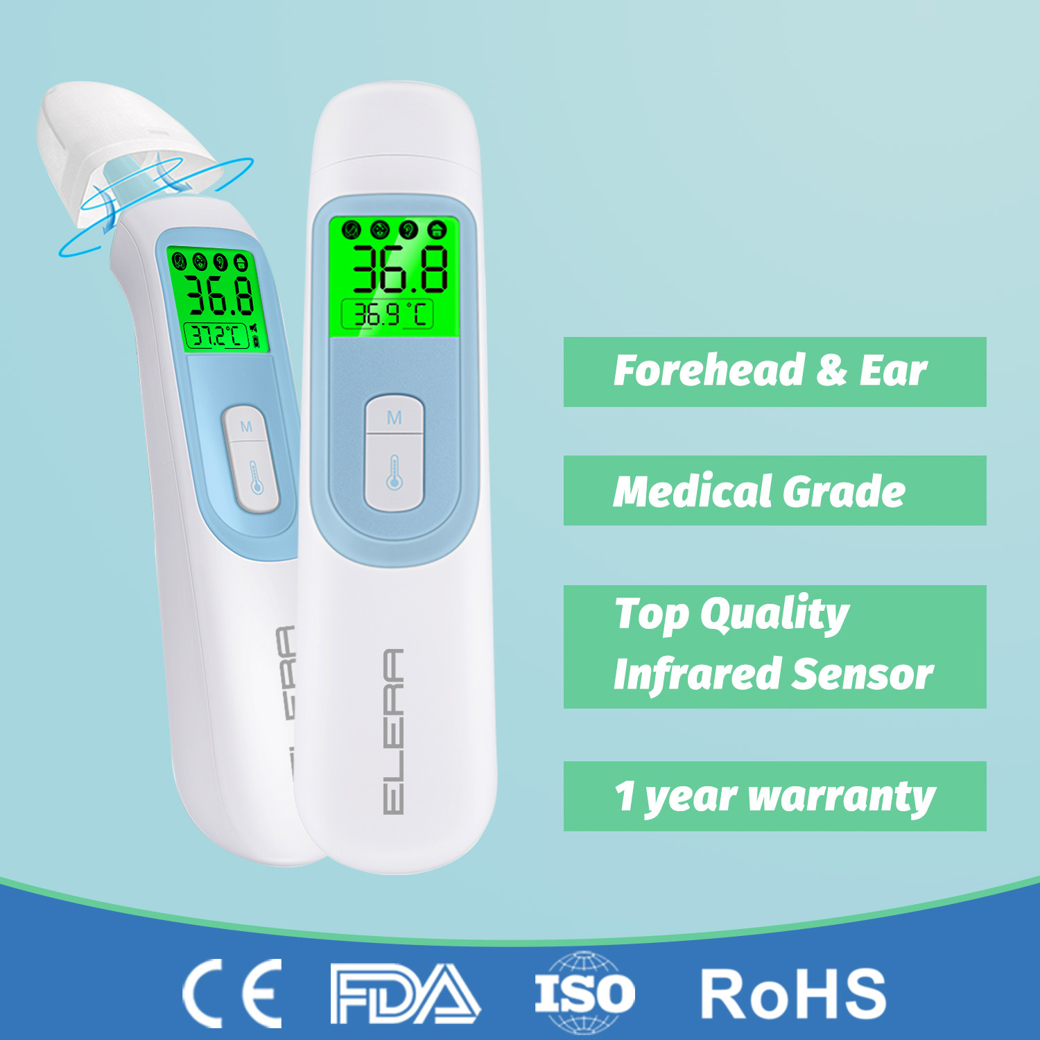 Termómetro infrarrojo para la frente del bebé, medidor Digital LCD corporal para niños y adultos, fiebre IR, sin contacto