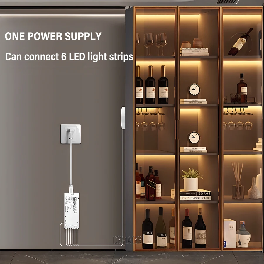 COB LED Strip 220v/110V Kitchen LED Under Cabinet Light Wood Penetrable Touch Switch Motion sensing sensor DIY Shelf Pantry
