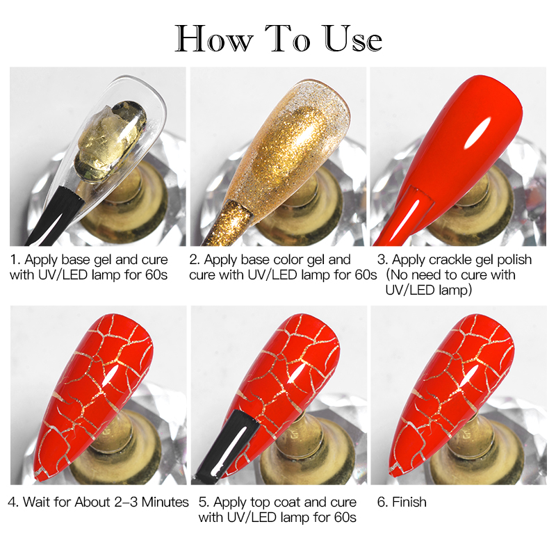 Mtssii-esmalte de uñas de Gel craquelado, 7ml, laca para uñas agrietada, barniz artístico de uñas de secado rápido, Base híbrida semipermanente para remojar, capa superior