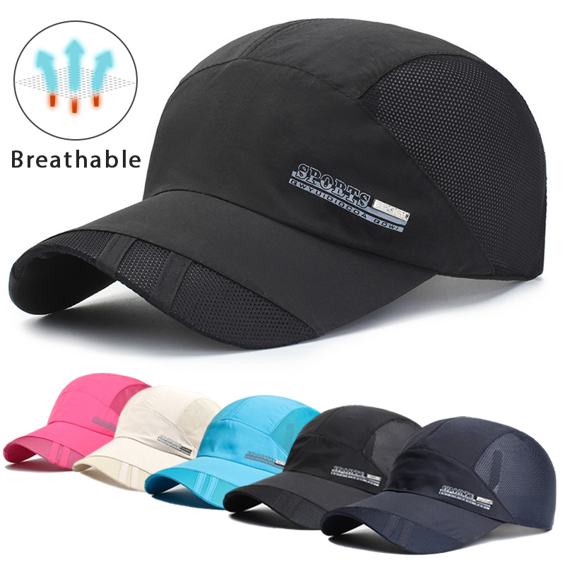 Gorra de béisbol de malla para hombre y mujer, sombrero para el sol con visera, transpirable, de secado rápido, para pesca al aire libre, senderismo, correr, deportes, moda