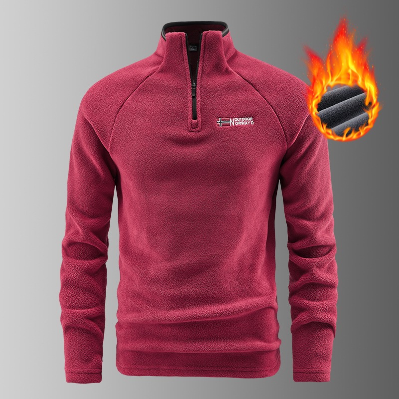 Automne hiver polaire sweat pour hommes épais chaud col montant demi-fermeture éclair décontracté couche de Base homme à manches longues haut polaire