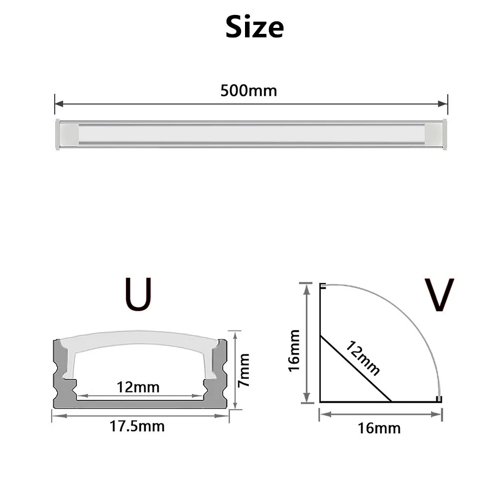 LED อลูมิเนียมแถบแสงแข็ง DC12V 50 ซม.20 นิ้ว U/V-shape 5730 36LEDs LED ช่องอลูมิเนียมไฟตกแต่งบ้าน
