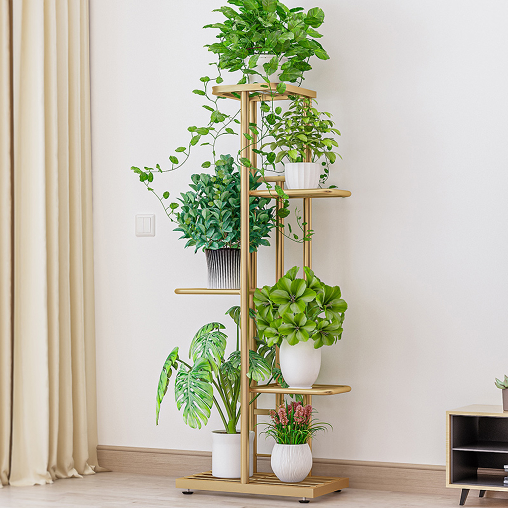 Prateleira de exibição de 5 camadas, suporte para vasos de flores, escada para vasos, suporte para plantador, prateleira de armazenamento resistente para vasos de plantas