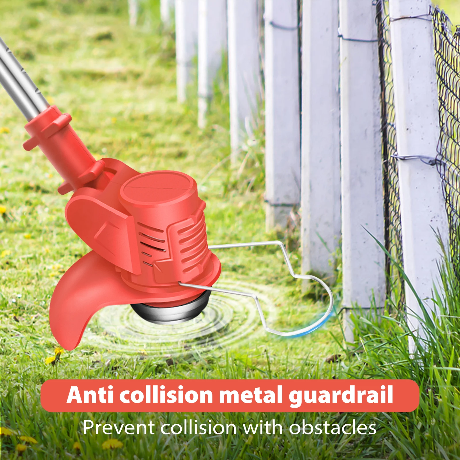 21V Cordless Weed Wacker 3 in 1 Rechargeable Weed Wacker Electric for Lawn Garden Yard,With Battery,Red