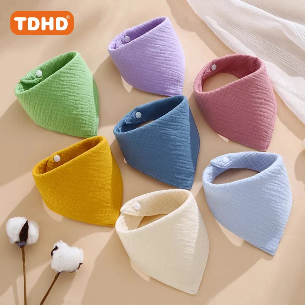 Babadores para bebês tdhd, 7 peças, macios, absorventes, babadores e comendo com fecho de botão, cores misturadas, ideais para bebês e crianças pequenas, |   Sólido