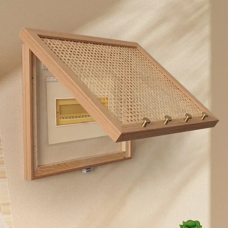 Rattan Stromzähler Box Flip Design Wandaufkleber Kleiderhaken Netzschalter Abdeckung Heimdekoration
