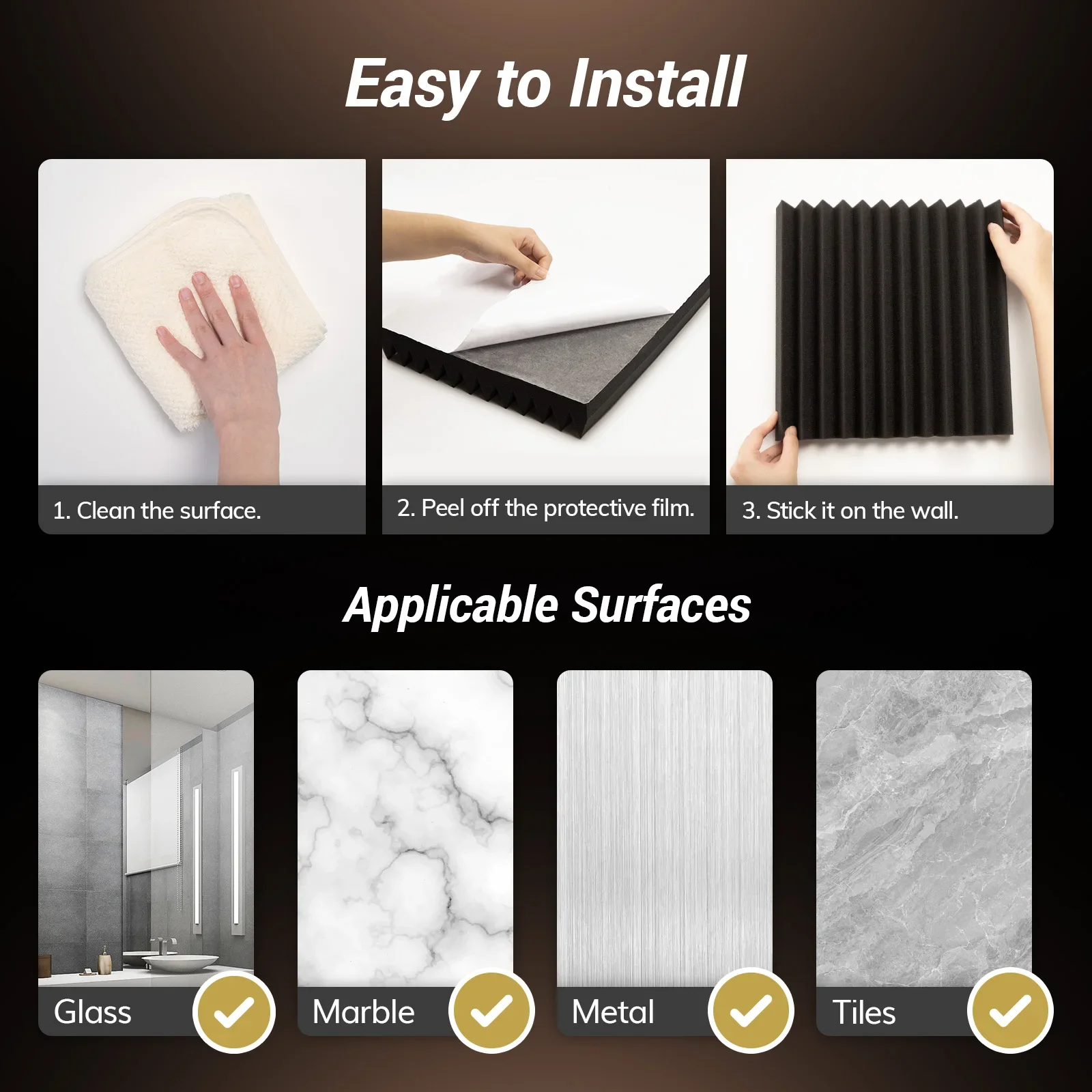12*12*2 Inches Self-Adhesive Acoustic Foam Panels, 3D Pyramid Designed Sound Pannels for Absorption of Echoes, Fast Expand