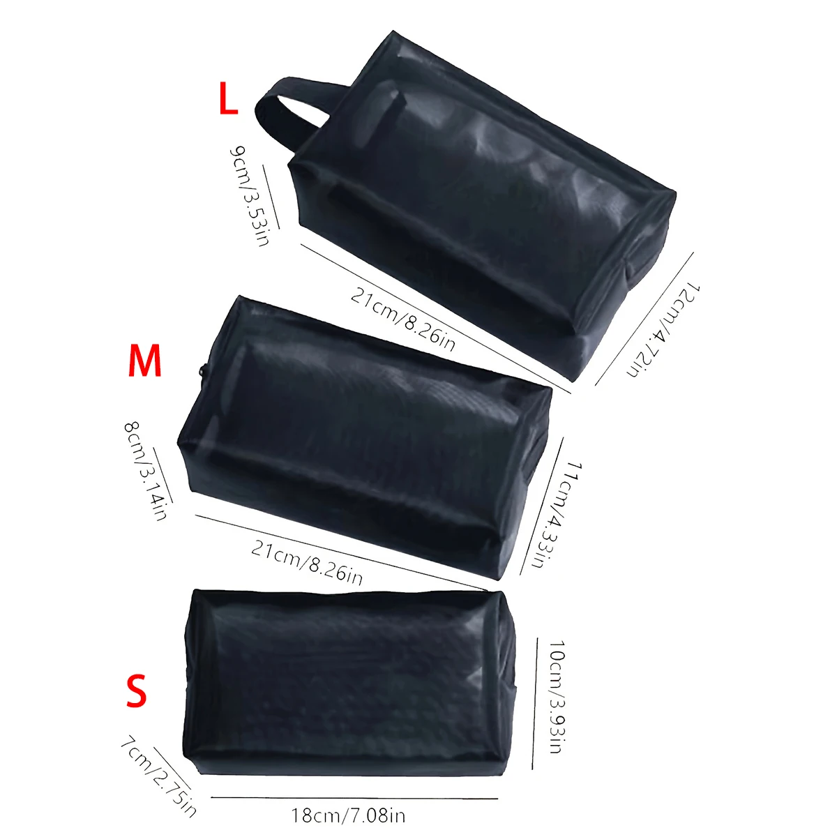 1PC borsa da viaggio per cosmetici in rete nera borsa per trucco con cerniera per le donne borsa da toilette per il lavaggio organizzatore per trucco custodia portatile