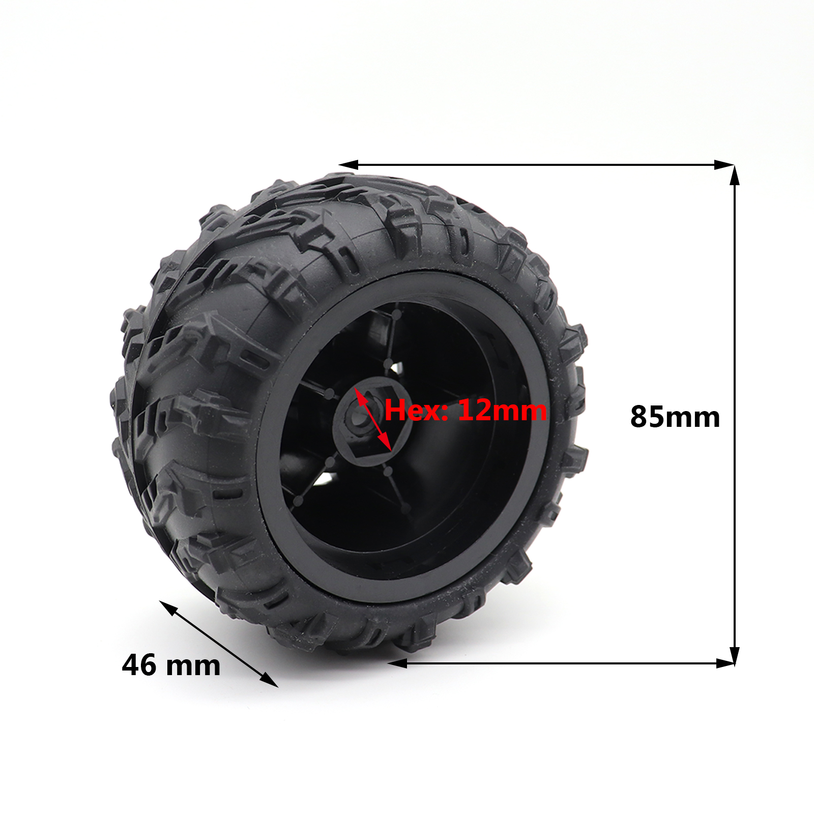 4 SZTUK 12mm sześciokątnych antypoślizgowych gumowych opon 6034 do SCY 16101 PRO 16102 PRO Upgrade 1/16 RC Monster Truck Wheel Parts