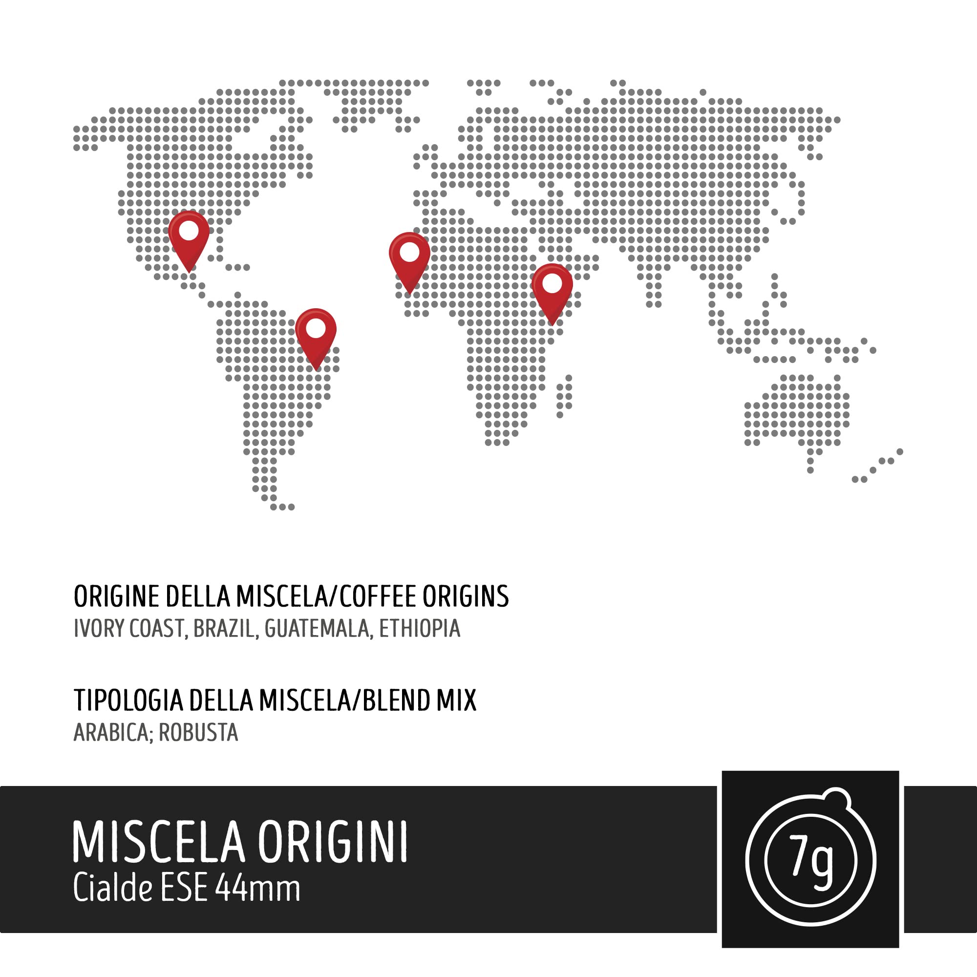 Koffie Toraldo Origins Blend Caffes ESE 44mm (150 stuks)