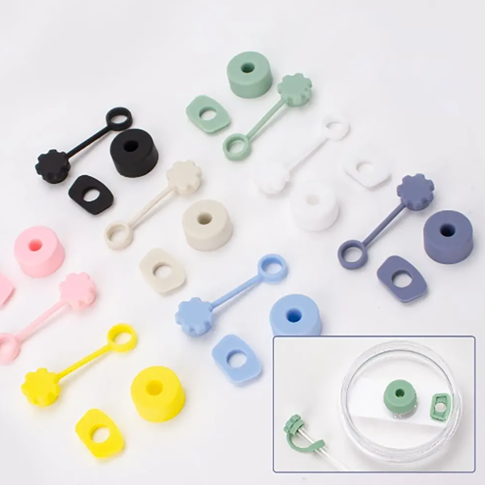 3Pcs Silicone Straw Cover For Stanley Leakproof Spill Proof Stopper Set Cup Cap Mug Accessories Tumbler For 1.0 2.0 40oz/30oz