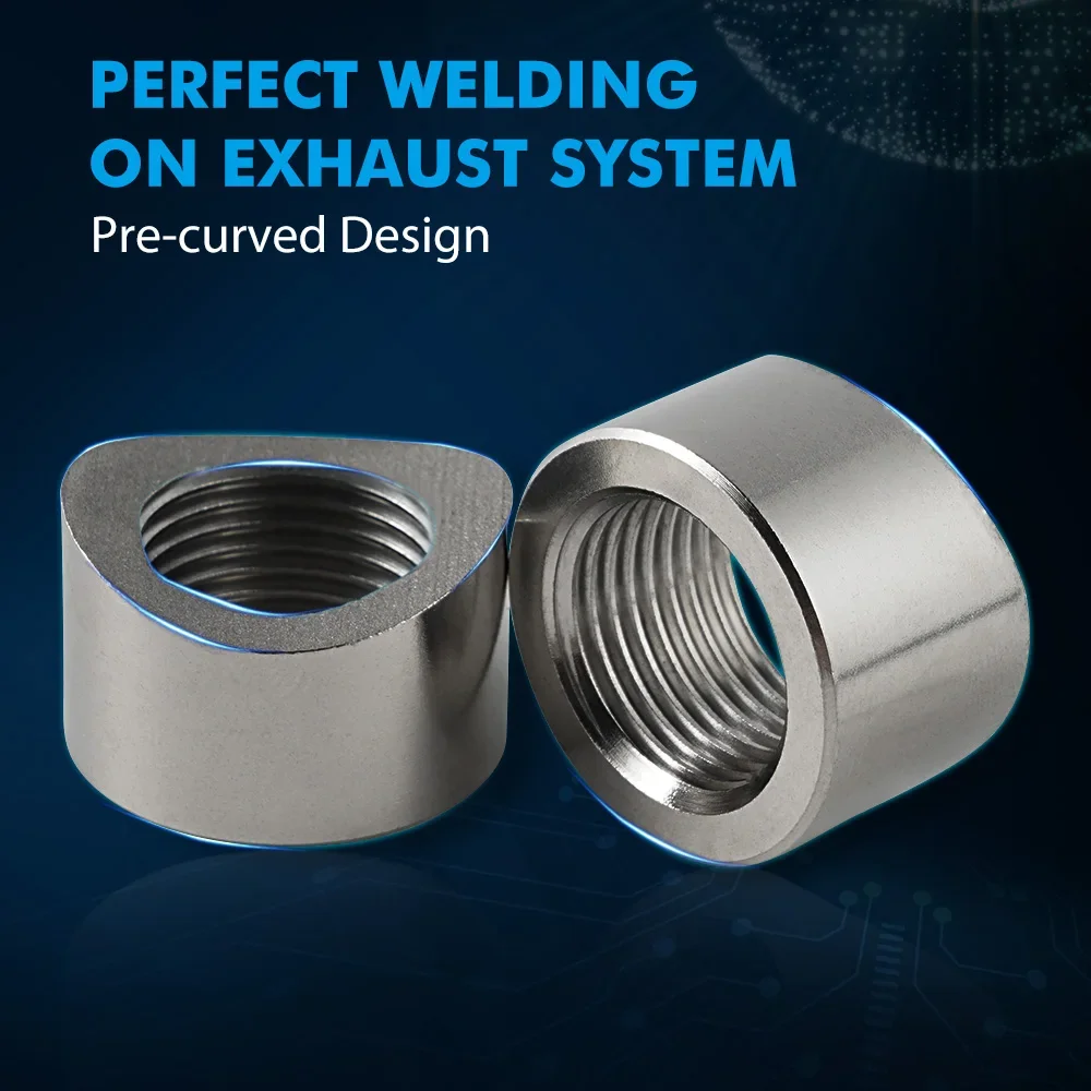 Oxigênio Sensor Porca Weld Bung Plug, O2 Sensor Adaptador, Curva Entalhado, Aço inoxidável, Universal Auto Peças, M18x1.5, 4Pcs