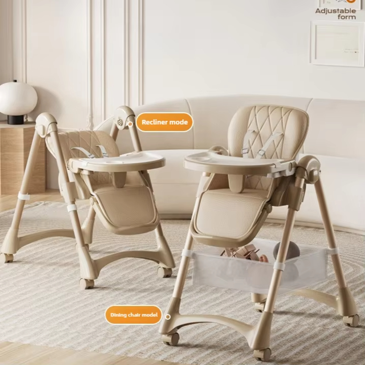 Silla de comedor para niños La silla de comedor multifuncional para bebés con ruedas se puede ajustar en altura