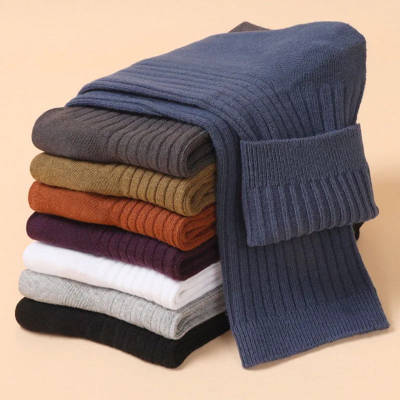 5 pares de calcetines de algodón de alta calidad para otoño e invierno para hombre, calcetines de negocios de Color sólido absorbentes para el sudor, a prueba de olores y resistentes al desgaste