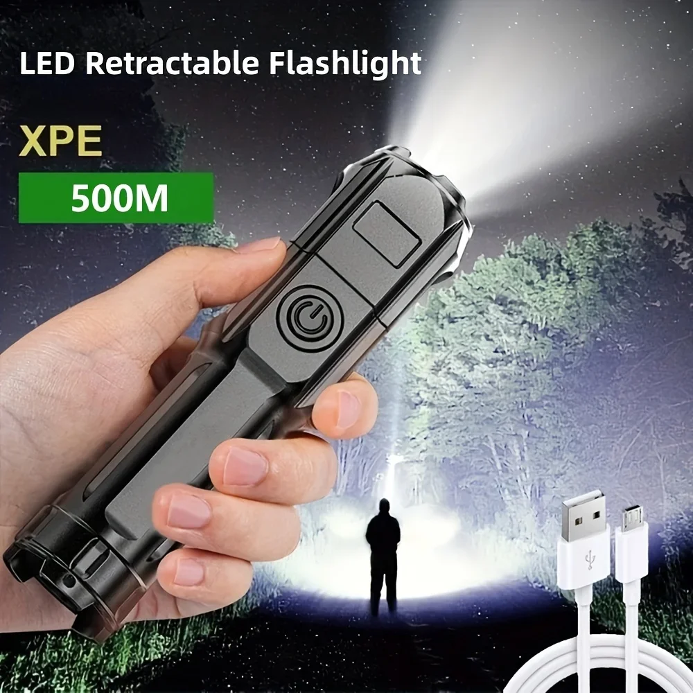 ミニ戦術懐中電灯伸縮 LED ハイライトズームトーチ USB 充電式防水屋外キャンプ狩猟釣り