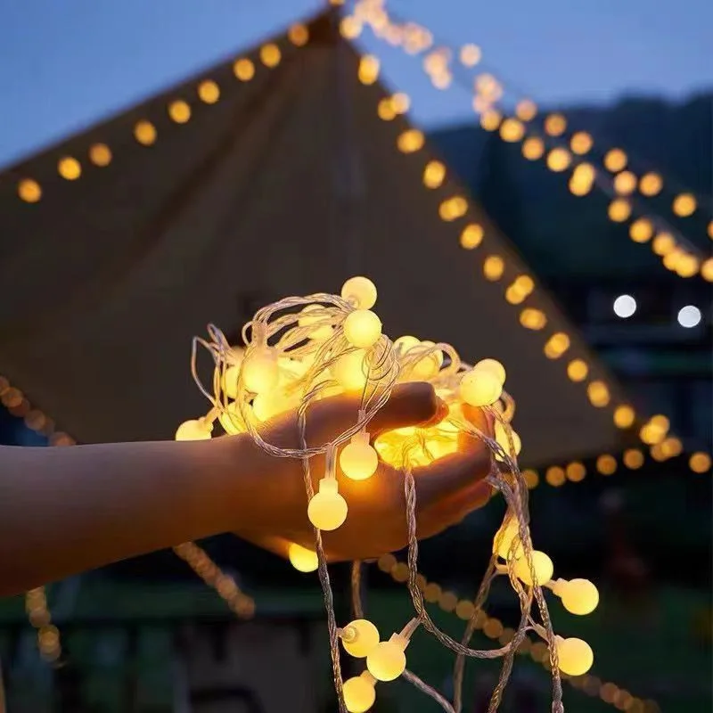 Bola de energía con batería, guirnalda de luces LED, lámpara para exteriores, luces de hadas para jardín de boda, decoración navideña