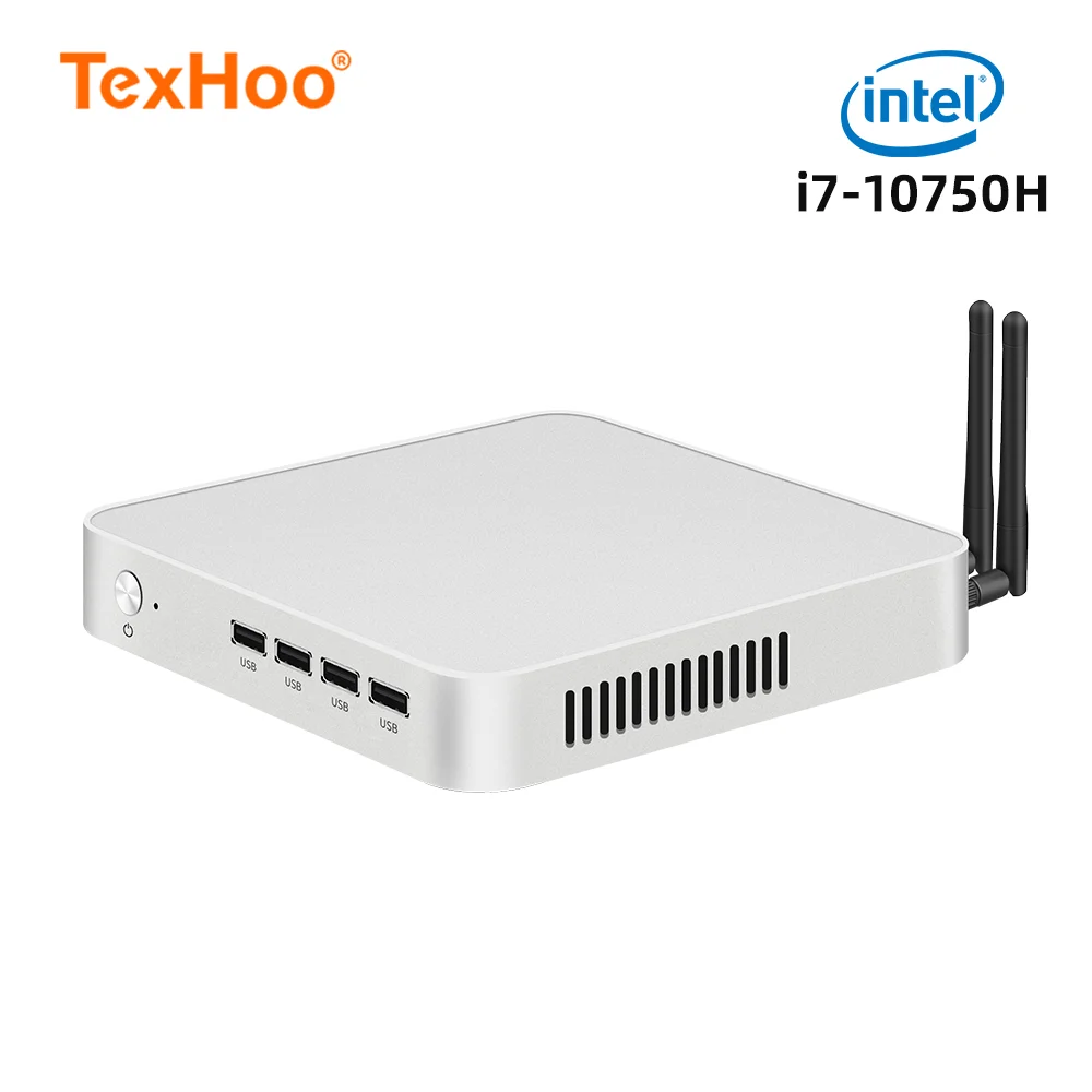 TexHoo Mini PC Máy Tính Intel Core I7 10750H I5 10500H N5095 AMD Bộ Vi Xử Lý ITX Windows 11 Pro 10 hệ Thống Linux Đơn Vị Văn Phòng NVMe