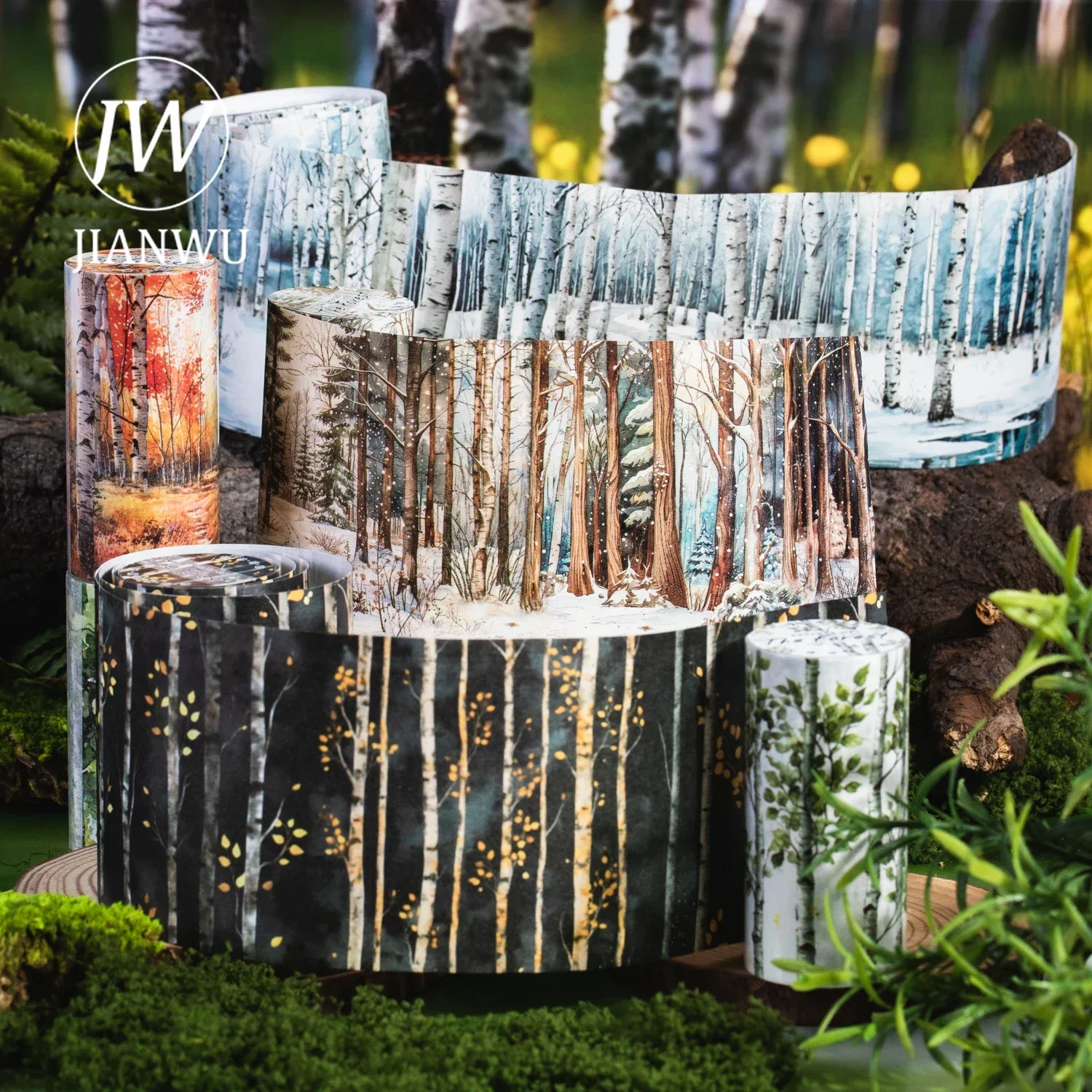 JIANWU 80mm * 200cm Secert of The Forest Series Vintage árbol paisaje Material Collage Washi Tape creativo DIY diario papelería
