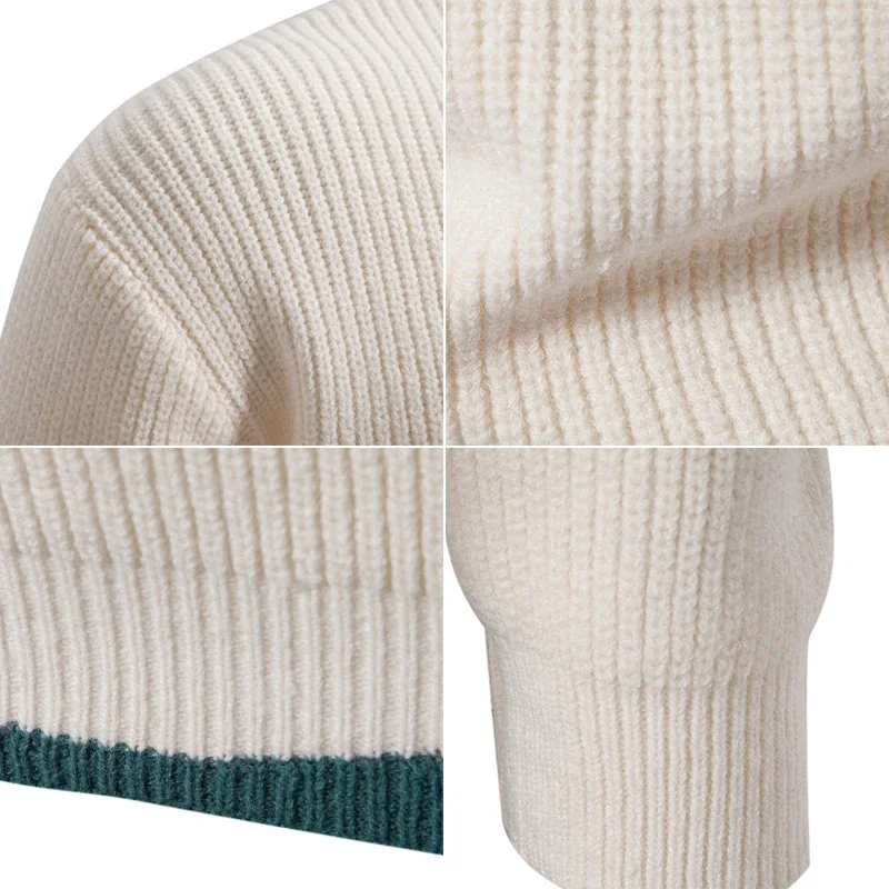 High Quality Men's New Autumn and Winter Casual Warm Color Block Sweater Knit Tops Man Clothes