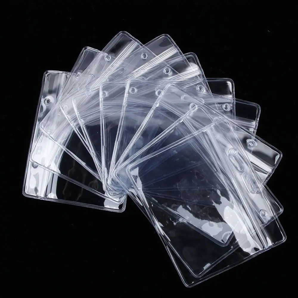 20 Uds cordones soporte para tarjeta de identificación funda para tarjeta de identificación funda impermeable bolsa Protector de plástico plástico transparente placa de nombre impermeable