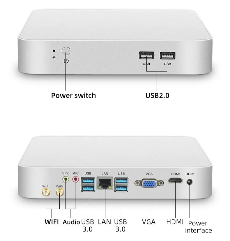 Helorpc escritório mini pc com inter 4200u/4500u ddr3 suporte windows10/11 linux 1 * gigabit 6 * usb 1 * hdmi vga computador desktop