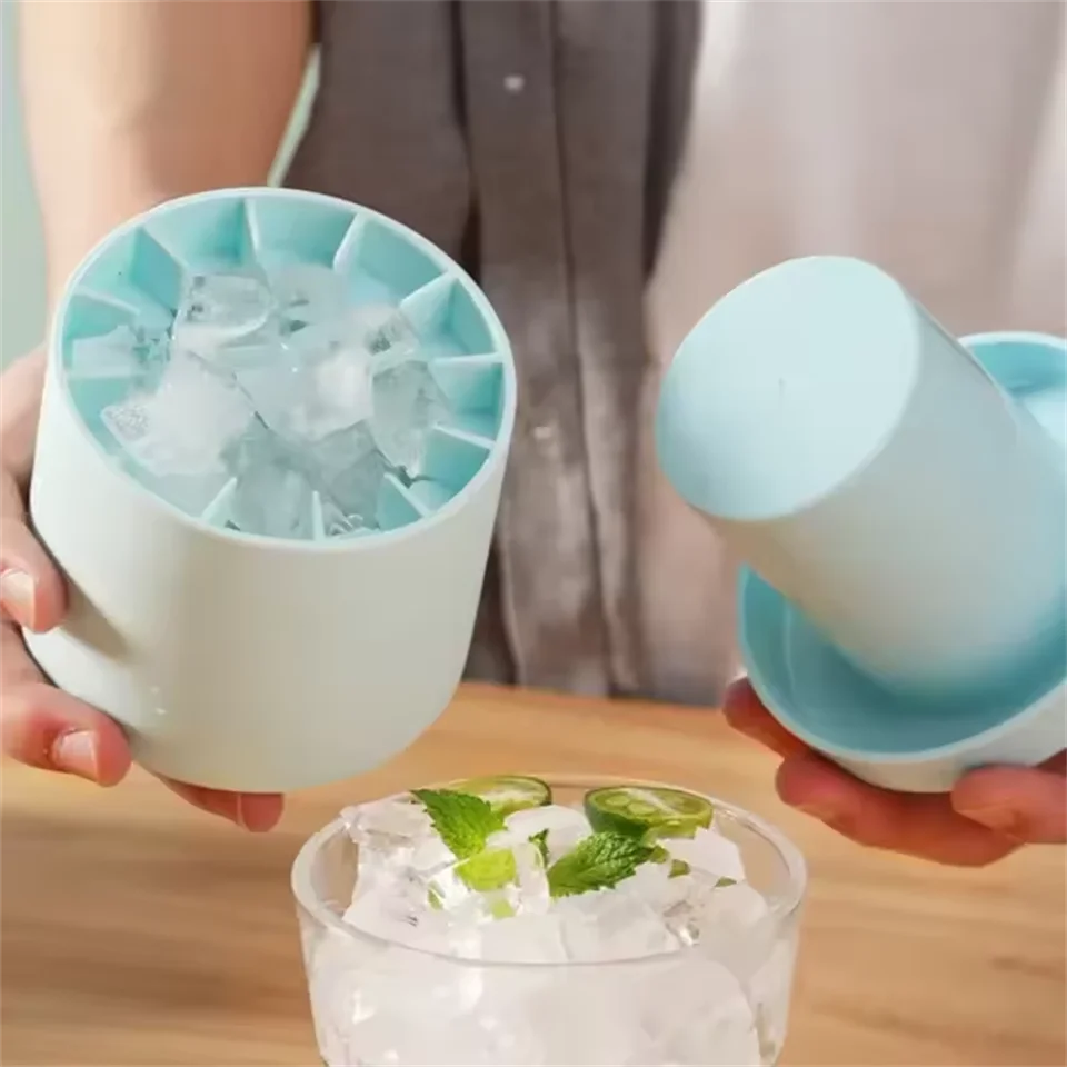 Crea stampo per cubetti di ghiaccio Stampo per tazze per secchiello per il ghiaccio Commestibile Congelare rapidamente la macchina per il ghiaccio in silicone Design creativo Tazze cilindriche Ultra-Durevole