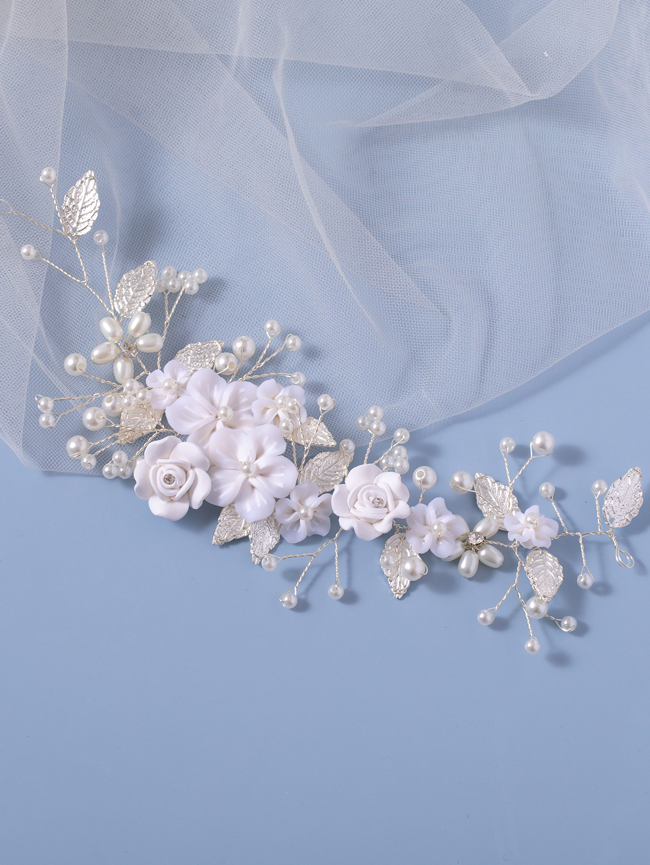 여성 및 소녀용 라인석 머리띠, 꽃 신부 웨딩 헤어, 덩굴 진주 신부 헤어 피스, 잎 헤어 액세서리, 1 개